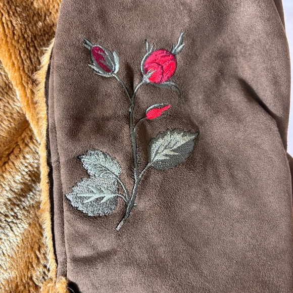 Outback Trading Co Shearling Western Jacket Embroidered Sleeves Brown Size Small - Picture 9 of 16